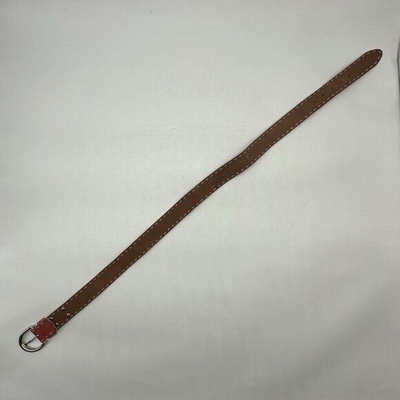 Fossil Women's Size Medium Orange Genuine Leather Thick Stitch Adjustable Belt - Picture 11 of 11